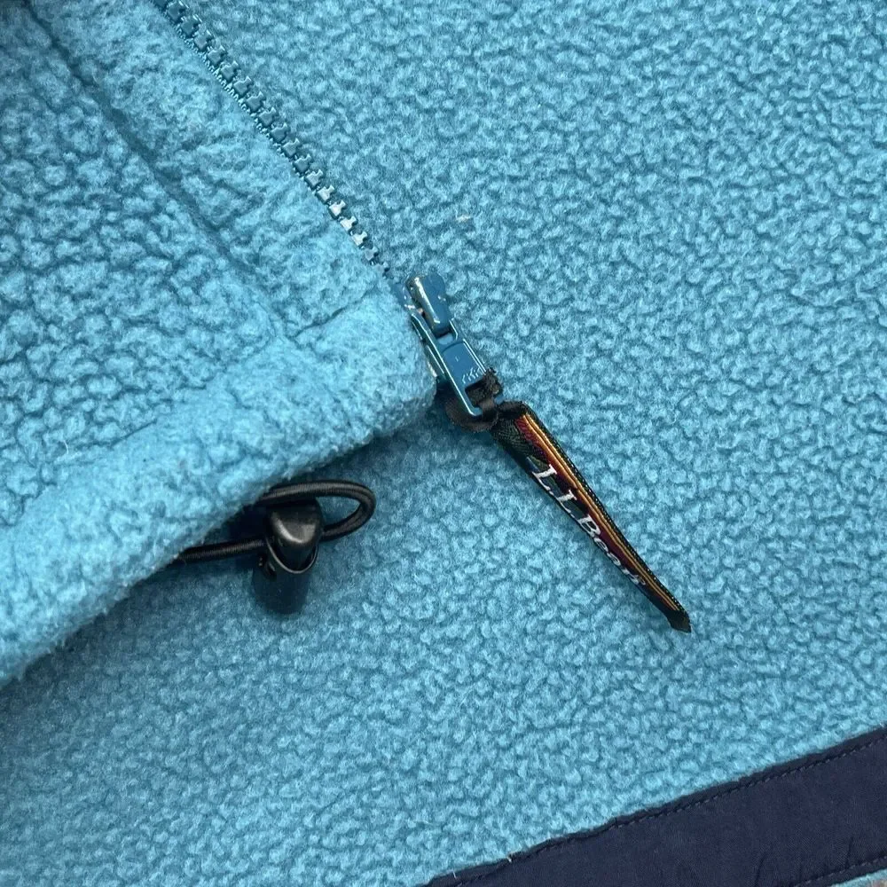 LL Bean Polartec Jacket Womens XL Full Zip Fleece Teal Blue Zip Pocket CabinCore